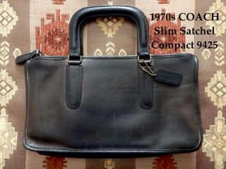 1970s Coach 9425 Made In Nyc Usa Slim Satchel Leather Bag Tablet Brief Case Vtg