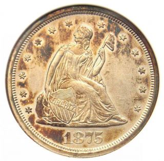 1875 - S Twenty Cent Coin 20c - Anacs Au Details - Rare Certified Type Coin