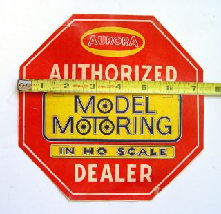 Vintage Aurora Ho Model Racing Car Authorized Dealer Advertising Sign