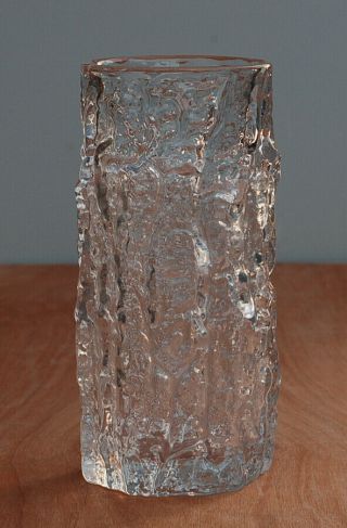 Vintage Whitefriars Textured Flint Glass 9 " Bark Vase Geoffrey Baxter