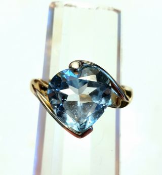 Vintage Powerful Creative Manifesting Ring Blue Topaz Yellow Gold Witch Created