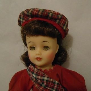 Vintage 1950s 10 1/2 " Ideal Little Miss Revlon Brunette Doll 9051 Scotch Dress