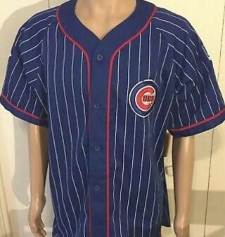 Rare Vintage Chicago Cubs Throwback Baseball Pinstripe Starter Jersey Size L