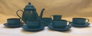 Antique Vintage Blue Graniteware Enamelware Child’s Miniature Tea Set - 12 Piece 2