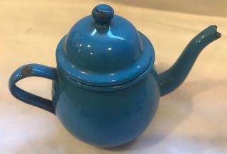 Antique Vintage Blue Graniteware Enamelware Child’s Miniature Tea Set - 12 Piece 3