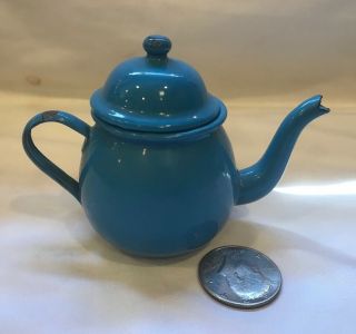 Antique Vintage Blue Graniteware Enamelware Child’s Miniature Tea Set - 12 Piece 6