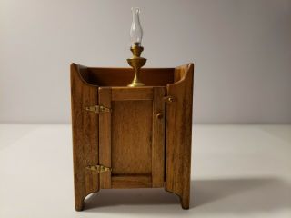 Miniature Artisan Signed John Adams Colonial Side Stand Cupboard