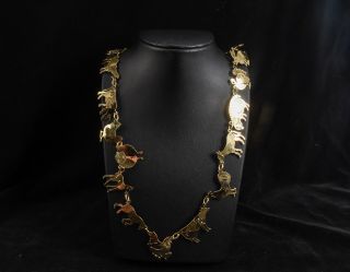 Vintage Wild Bryde Gold Toned Farm Animal Necklace 27 Inch Rare V11