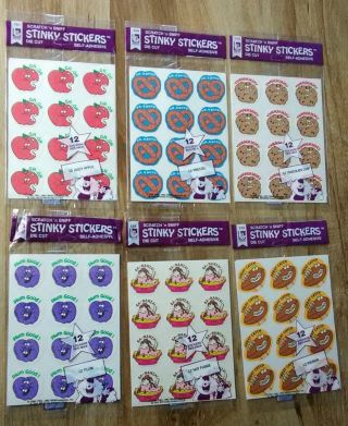 Trend Scratch N Sniff Stinky Stickers - - 6 Packs Of 12 - - Vintage 1982