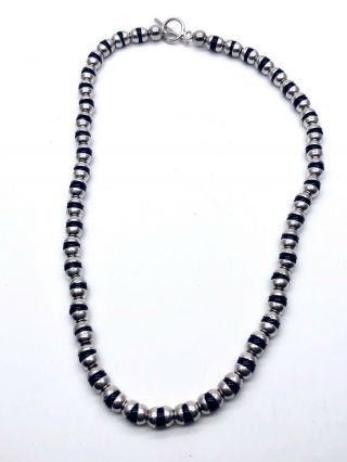Vintage Sterling Silver Black Onyx Men’s - Unisex Necklace