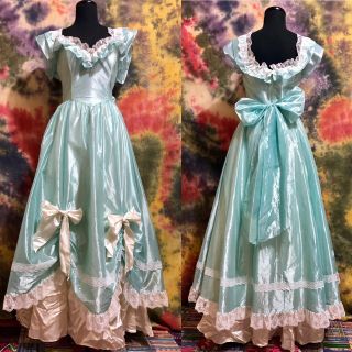 Vtg 80s Gunne Sax Prom Party Dress Small Bo Peep Bows Southern Belle Bridal