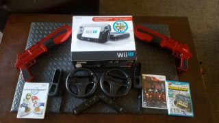 Nintendo Wii U Deluxe 32 Gb Bundle With 3 Games,  2 Rare Kmd Guns,  2 Controls.
