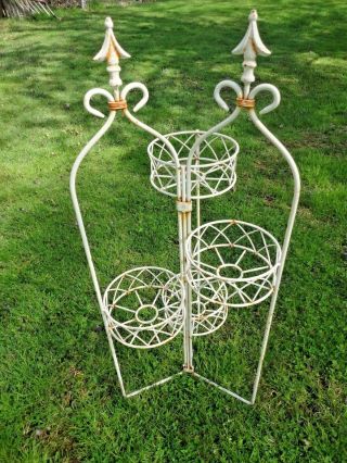 Vintage Wrought Iron Large 4 Tier Plant Flower Stand Display - Indoor Outdoor 3