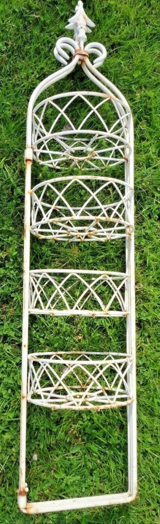 Vintage Wrought Iron Large 4 Tier Plant Flower Stand Display - Indoor Outdoor 5
