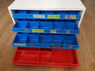 Vintage Lego Storage Wooden Cabinet 759 W/ Plastic Trays 757 X 1,  758 X 3,  1984
