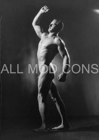 Vintage 1940s Lf Photo Negative 5 " X 7 " Nude Beefcake Gay Interest Archie 09 - 20