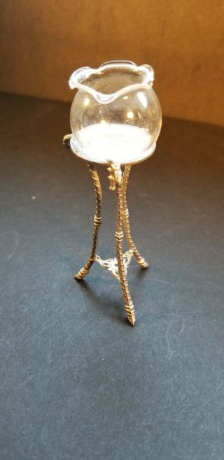 Antique Glass Fishbowl With Soft Metal Stand Tynietoy Cond