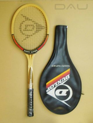 Vintage 70 - 80s Dunlop Maxply Mcenroe Laver Racket In Cover England