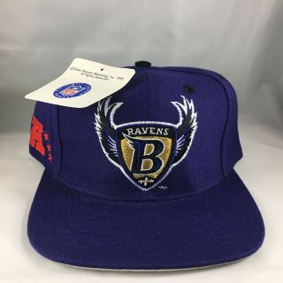 Vintage 90s Baltimore Ravens Blockhead Plain Logo Snapback Hat Nfl
