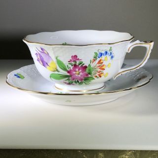 Hand Painted Vintage Herend Tea Cup And Saucer Style Printemps Bt