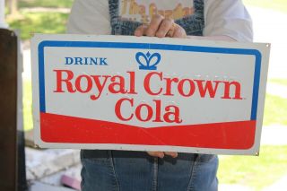 Vintage C.  1960 Rc Royal Crown Cola Soda Pop 17 " Embossed Metal Gas Oil Sign