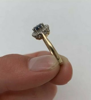 9ct Gold Sapphire & Diamond Cluster Ring 9K 375. 4