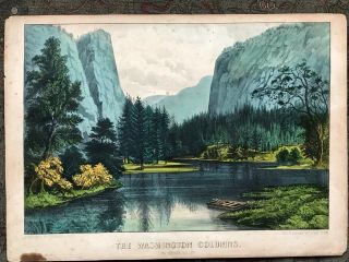 Currier And Ives,  The Washington Columns,  Yosemite Valley,  Rare Subject