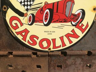 VINTAGE GILMORE GASOLINE PORCELAIN SIGN GAS STATION PUMP PLATE MOTOR OIL RECORD 5