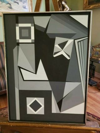 Large Vintage Oil Painting - Abstract/cubism