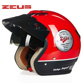 ZEUS 381C 3/4 Helmet Motorcycle Retro Moto Casco Scooter Open Vintage Face CNS 4