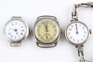 3 X Vintage.  925 Sterling Silver Wristwatches / Heads Inc.  Smiths De Luxe (66g)