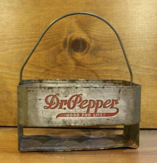 Dr Pepper Soda Carrier Rare Metal 6 Pack Bottle Carrier Rare Old Bottle Crate