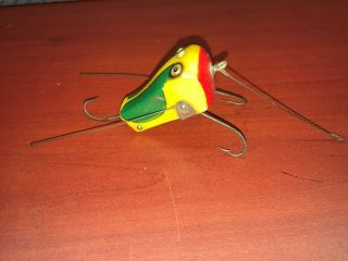 Vintage Wooden Fishing Lure - Buggy Boxy Frog Unknown Maker