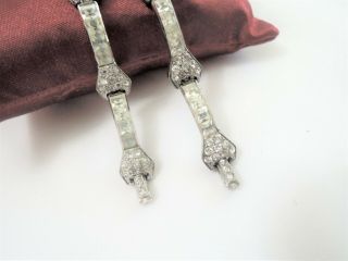 PAIR 1930 ' s STERLING SILVER CUBIC CLEAR RHINESTONE 