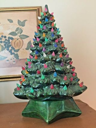 19”,  Vintage Ceramic Christmas Tree Holland Mold Jansen Ceramics Signed 4/29/76