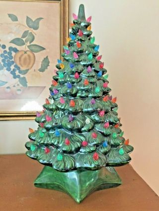 19”,  Vintage Ceramic Christmas Tree Holland Mold Jansen Ceramics signed 4/29/76 8