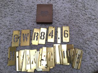 Vintage Brass Stencil Set,  2 - Inch,  Lockedge,  Complete Alphabet And Numbers