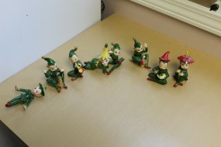 8 Vintage Josef Originals Christmas Pixie Figurines