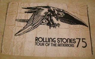 Very Rare 1975 Rolling Stones Tour Of The Americas 75 Concert Banner Flag 43x69