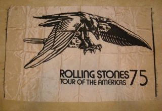 VERY RARE 1975 ROLLING STONES TOUR OF THE AMERICAS 75 CONCERT BANNER FLAG 43X69 2