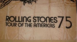 VERY RARE 1975 ROLLING STONES TOUR OF THE AMERICAS 75 CONCERT BANNER FLAG 43X69 3