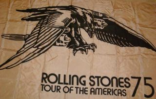 VERY RARE 1975 ROLLING STONES TOUR OF THE AMERICAS 75 CONCERT BANNER FLAG 43X69 4