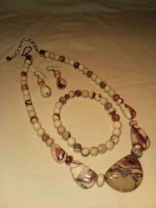 Jay King Peppermint Opal Necklace 18 ",  Bracelet & Earrings 925