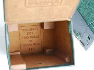 Rare Kodak No 2A Beau Brownie Teal Blue/Green Color 116 Box DECO Camera & Case 10