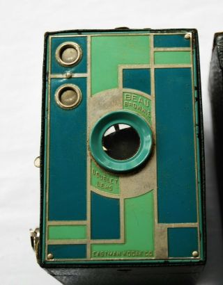 Rare Kodak No 2A Beau Brownie Teal Blue/Green Color 116 Box DECO Camera & Case 2