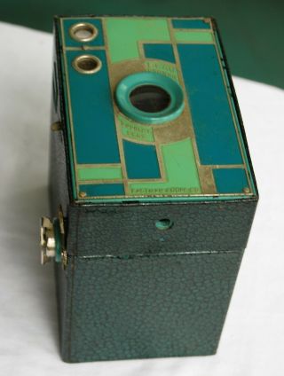 Rare Kodak No 2A Beau Brownie Teal Blue/Green Color 116 Box DECO Camera & Case 6