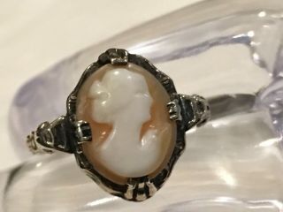 Vintage Sterling Silver & 10k Gold Cameo Ring