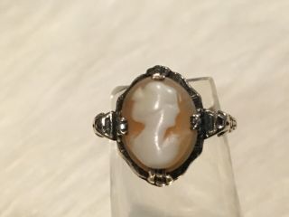 Vintage STERLING SILVER & 10K GOLD Cameo Ring 3