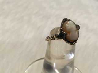 Vintage STERLING SILVER & 10K GOLD Cameo Ring 4
