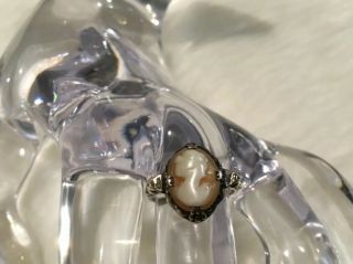 Vintage STERLING SILVER & 10K GOLD Cameo Ring 6
